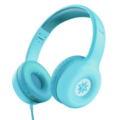 Casti Trust Nouna cu fir pentru copii, frecventa raspuns 20 Hz - 20.000 Hz, senzitivitate 92 dB, albastru
