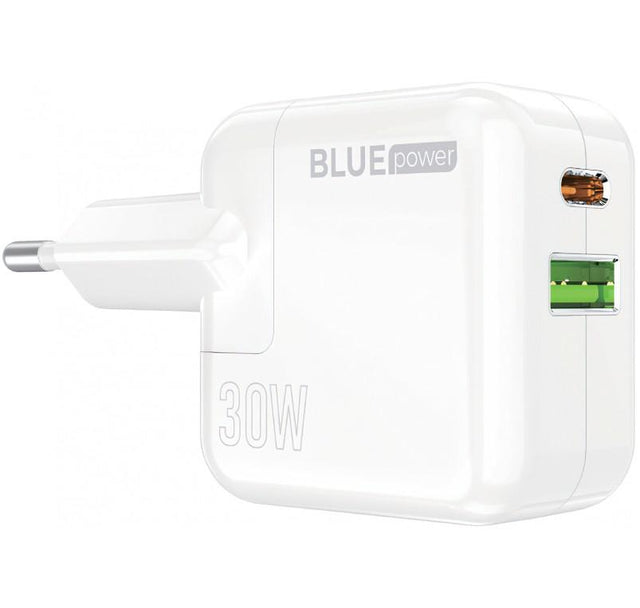 Incarcator retea BLUE Power BC111A 30W/3A  1xUSB-A & 1xUSB-C White
