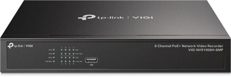 NVR PoE TP-Link VIGI 8 canale 1008H-8MP; 113W, 8 MP,1 SATA Interface, max 10TB, H.265+; ONVIF, etecție mișcare, linie, intruziune, persoane, vehicule etc.