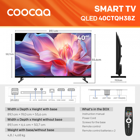 Televizor Coocaa QLED 40CTQH38Z, 100 cm, FHD, Smart TV