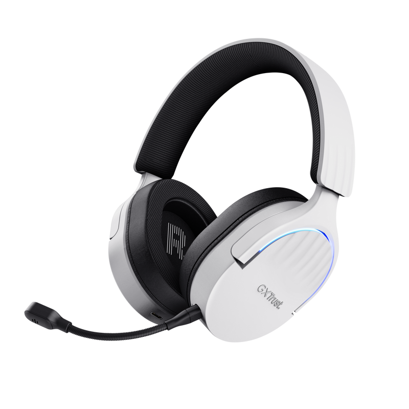 Casti gaming Trust GXT 491W Fayzo wireless, conectivitate bluetooth, incarcare USB-c, frecventa de raspuns 20 Hz - 20.000 Hz, sensivitate 100 dB, alb
