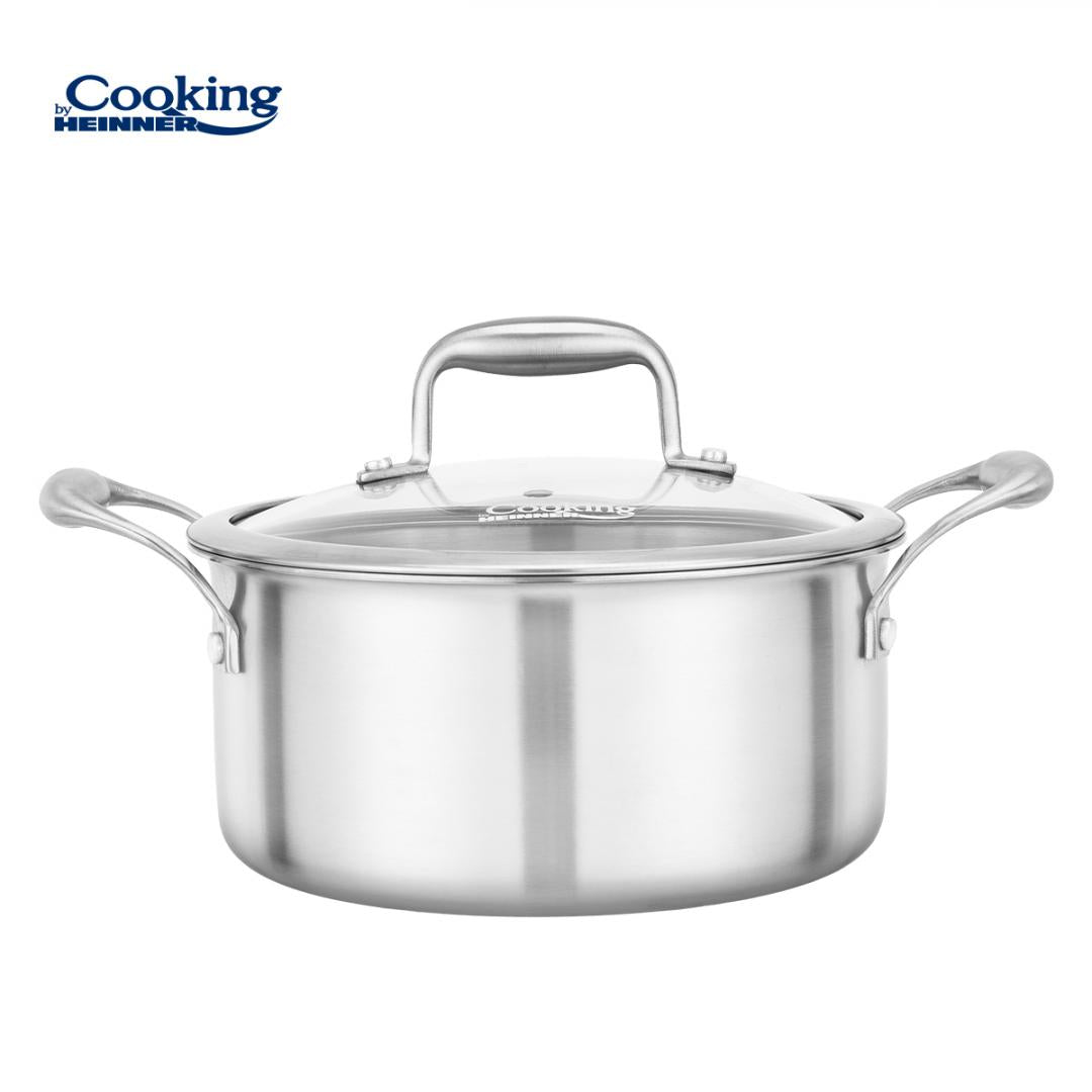 SEMIOALA INOX+CAPAC STICLA 24x12CM, 5L, ATOMIC3, COOKING BY HEINNER