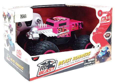 MASINUTA CU TELECOMANDA TIP CAMION BEAST RUNNERS, SCARA 1/24, 21CM, ROZ