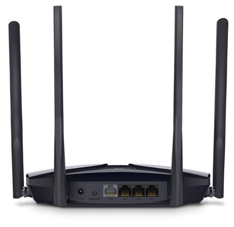Mercusys MR60X Dual-Band WiFi 6 Router (AX15000), Standarde wireless: Wi-Fi 802.11ax / ac / a / b / g / n, Viteza wireless:   1201 Mbps (5 GHz) + 300 Mbps (2.4 GHz), Interfata:   1 × Port WAN Gigabit + 3 porturi Gigabit LAN, 4 x Antene externe de 5dBi.