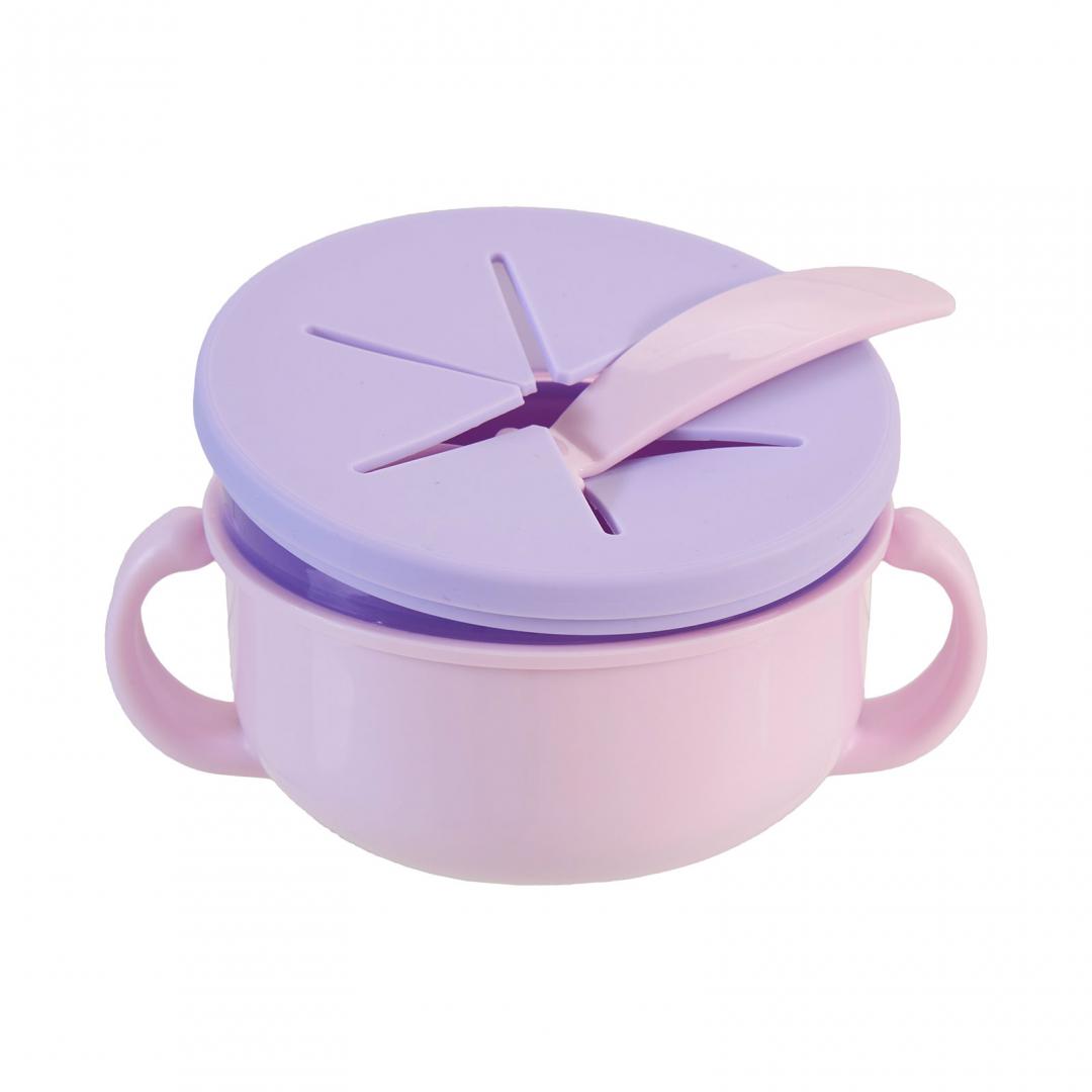 Bol 2 in 1 pentru snackuri cu lingurita, mov, U-Grow