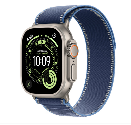 Apple Watch Ultra 3 GPS + Cellular 49mm Natural Titanium Case with Blue/Bright Blue Trail Loop - S/M