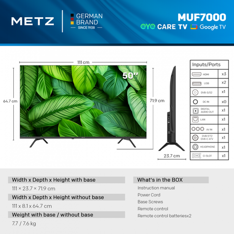 LED TV 4K 50"(125cm) METZ 50MUF7000Z