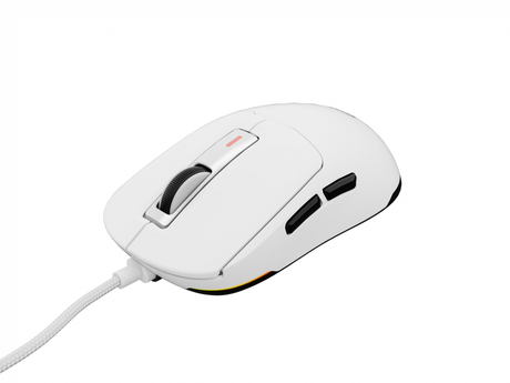 Mouse gaming cu fir Gensesis Krypton 660, interfata USB, 12000 DPI, 6 butoane, iluminare RGB, alb