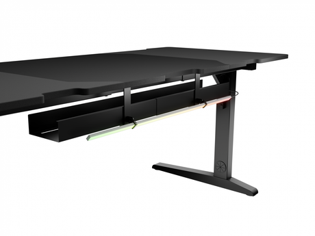 Birou gaming Genesis Holm Modular 180, material lemn/metal, reglabil pe inaltime 70 - 90 cm, iluminare RGB, management cabluri, negru