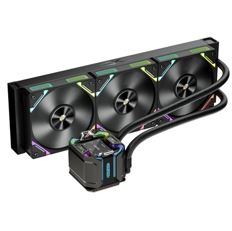 Cooler Procesor 1stPlayer X-Starship 360-bk, display IPS personalizabil de 2,4 inches, ARGB, compatibil AMD/Intel, negru