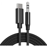 Cablu Audio Lemontti USB-C-Jack 3.5mm, carcasa de metal, cablu din impletitura textila si Nylon, lungime 1m, negru
