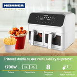 FRITEUZA DUBLA CU AER CALD HEINNER DUALFRY SUPREME HAF-H8DB17WH