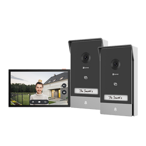 KIT VIDEINTERFON EZVIZ HP7 2-ENTRY, Senzor imagine: 1/2.7" Progressive Scan CMOS, Rezolutie 2K (2048x1296), Lentila: 2.0 mm @ F2.2, view angle: 162° (Diagonal) IR 6M, Compresie: H.265 / H.264 Ecran interior: 7 "touch screen, 1024x600 Conexiune: 2xFire ( Maxim 4 fire ), Conectivitate: IEEE802.11b