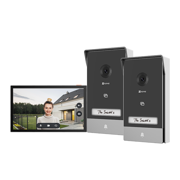 KIT VIDEINTERFON EZVIZ HP7 2-ENTRY, Senzor imagine: 1/2.7" Progressive Scan CMOS, Rezolutie 2K (2048x1296), Lentila: 2.0 mm @ F2.2, view angle: 162° (Diagonal) IR 6M, Compresie: H.265 / H.264 Ecran interior: 7 "touch screen, 1024x600 Conexiune: 2xFire ( Maxim 4 fire ), Conectivitate: IEEE802.11b