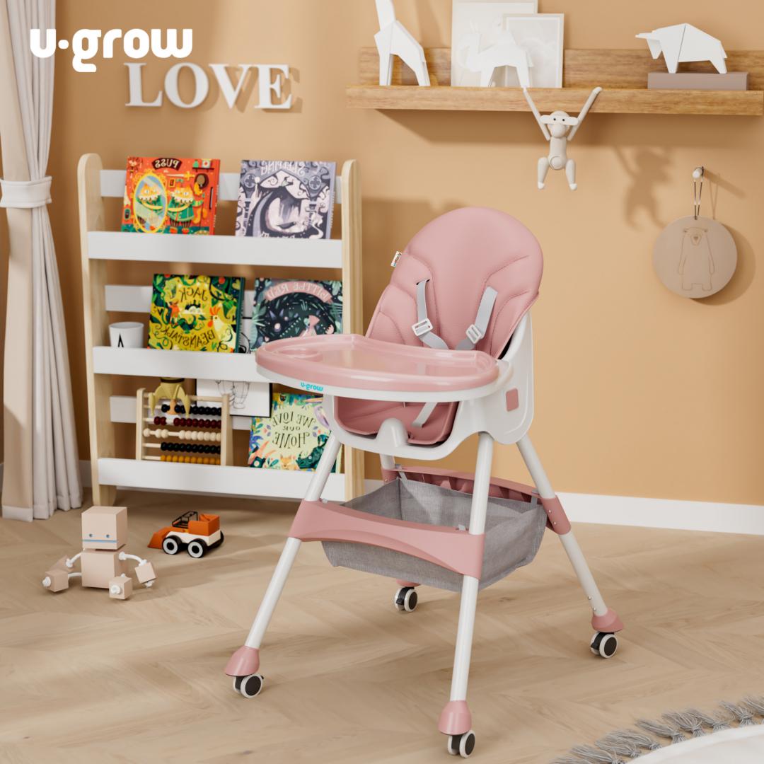 Scaun de masa 2 in 1, pliabil, roz, U-Grow