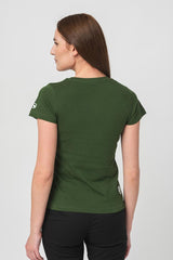 TRICOU  LOGOMULTICOLOR FEMEI  BOTTLE GREEN-L