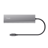 Hub Trust Halyx, 5 porturi USB-C 3.2 gen 1: 1 USB-C 100W PD port / 4 USB-C data ports, USB PD 3.0, gri