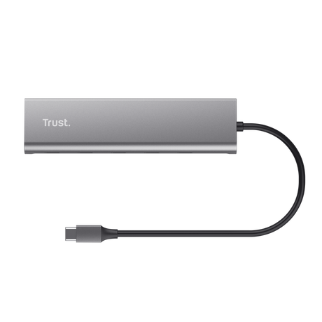 Hub Trust Halyx, 5 porturi USB-C 3.2 gen 1: 1 USB-C 100W PD port / 4 USB-C data ports, USB PD 3.0, gri