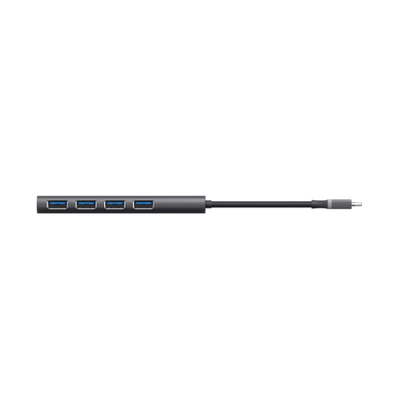 HUB USB Trust Halyx, USB-C la 4 x USB-A 3.2 Gen 1, dimensiune cablu 10cm, din aluminiu, argintiu
