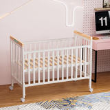 Patut din lemn bebe, +0 luni, 120x60 cm,  culoare alb, laterala culisanta, reglabil pe 3 nivele de inaltime, U-Grow