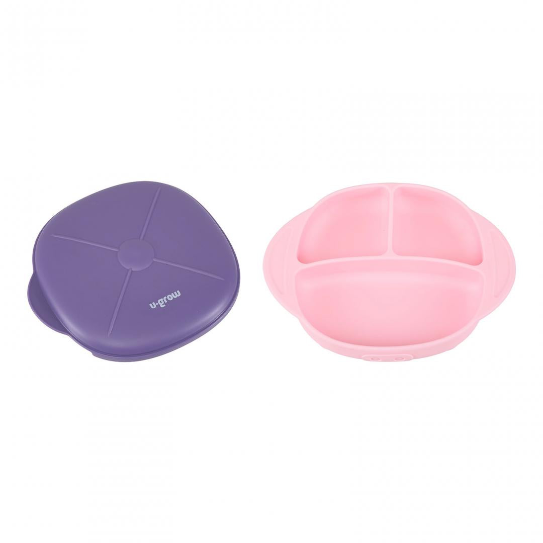 Farfurie silicon cu capac , mov, U-Grow