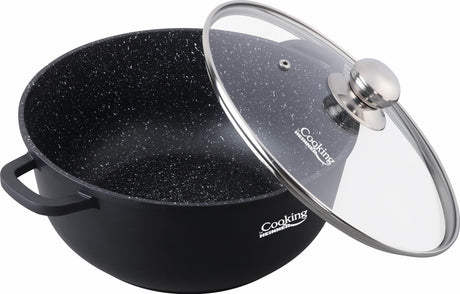 SEMIOALA ALUMINIU TURNAT +CAPAC, 36 CM X 16 CM, 13.5 L, DARK LINE, COOKING  BY HEINNER
