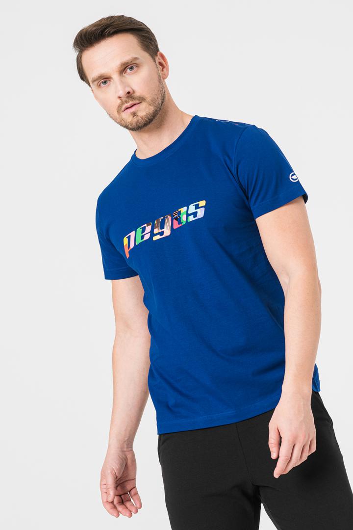 TRICOU  LOGO MULTICOLOR BARBATI   ROYAL BLUE-XL