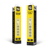 Prelungitor cu protectie Serioux SRXP-PS44W, 4 prize schuko, Tensiune intrare: 100-240V, 50-60Hz, Tensiune ieşire (total): 2500W-10A, 4 porturi USB (auto max), USB-C1-20W si USB-C2/A1/A2-12W, Amperaj port USB (max): 3.4A, Funcţie auto ID