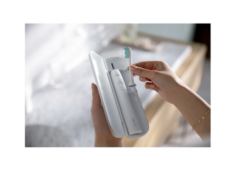 Periuta de dinti sonica electrica PHILIPS Sonicare Seria 3100 HX3673/13, 31000 miscari/minut, 1 mod de curatare, Senzor presiune, Functia BrushSync, 1 cap de periere, Toc de transport, Alb, L x A x I (mm) 63x139x220