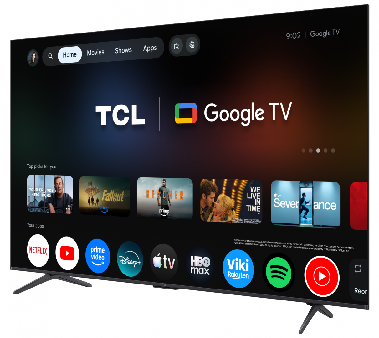Televizor TCL QD-MiniLED 75T8D, 189 cm, Smart Google TV, 4K Ultra HD, 144Hz, Onkyo