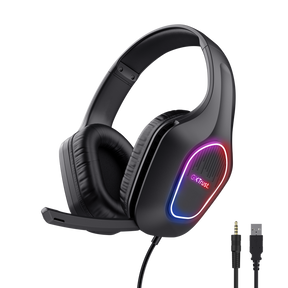Casti cu fir Trust LED GXT 416 Zirox, cu microfon, interfata 3.5mm, USB- A, frecventa raspuns 20 Hz - 20.000 Hz, sensibilitate 90 dB, negru