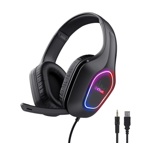 Casti cu fir Trust LED GXT 416 Zirox, cu microfon, interfata 3.5mm, USB- A, frecventa raspuns 20 Hz - 20.000 Hz, sensibilitate 90 dB, negru
