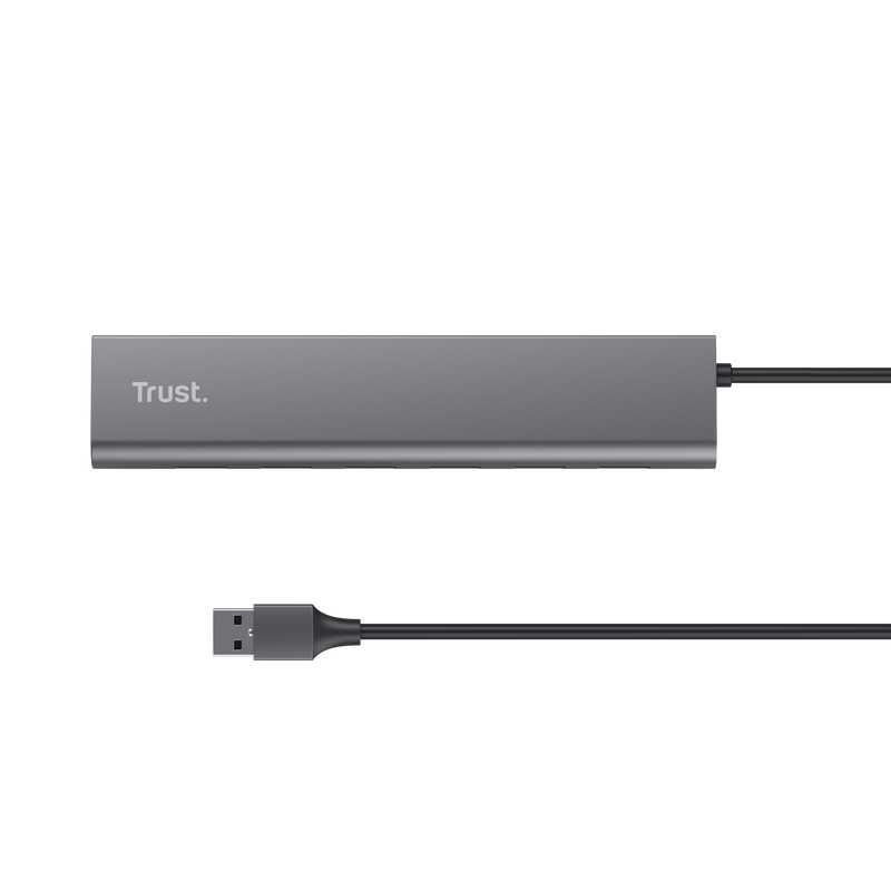 Hub Trust Halyx , 7 porturi USB 3.2 Gen 1, material aluminiu, input USB- C, output USB-A 7, gri