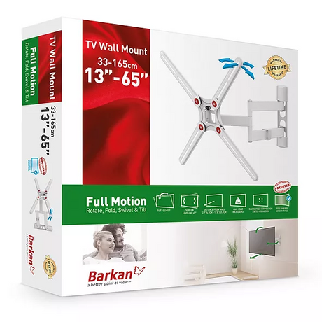 Suport TV de perete, Barkan 3400W.W, Fix, 29"- 65", VESA 400 x 400 mm, suporta pana la 40kg, alb