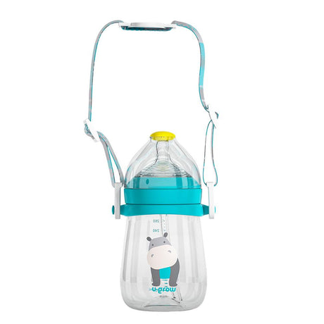Pachet 3 in 1 cana 260 ml tritan cu 3 accesorii diferite pentru baut : tetina biberon, cioc , pai, blue, U-Grow