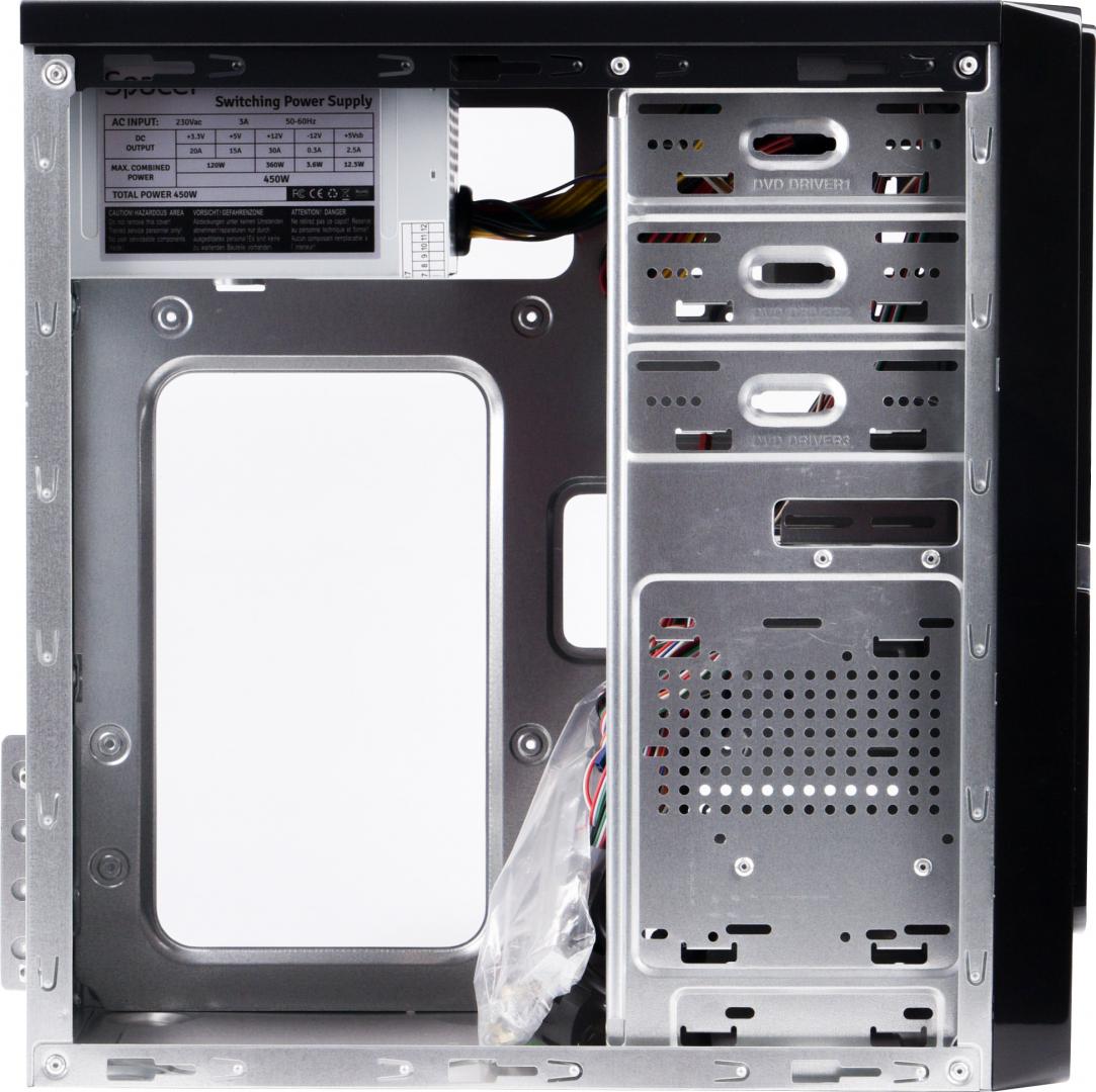 Carcasa Spacer Moon, ATX, Mid Tower NEGRU