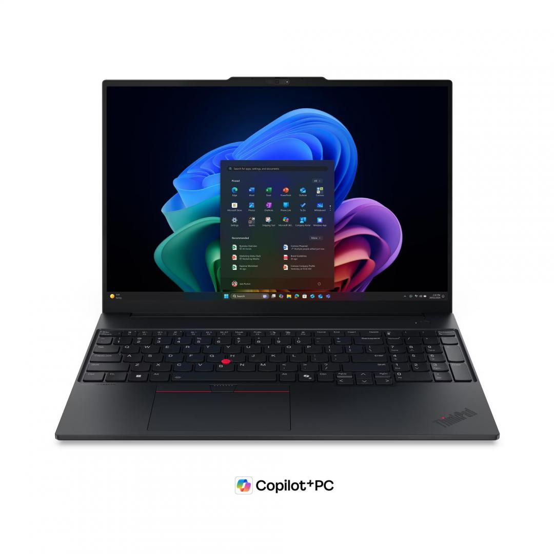 Laptop Business Lenovo ThinkPad E16 Gen 4, cu procesor Intel Core Ultra 7 355, 16'' IPS, 16 GB DDR5, 512 GB, Intel Graphics, Fara OS, 3 ani Garantie