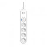 Prelungitor cu protectie Serioux SRXP-PS44W, 4 prize schuko, Tensiune intrare: 100-240V, 50-60Hz, Tensiune ieşire (total): 2500W-10A, 4 porturi USB (auto max), USB-C1-20W si USB-C2/A1/A2-12W, Amperaj port USB (max): 3.4A, Funcţie auto ID