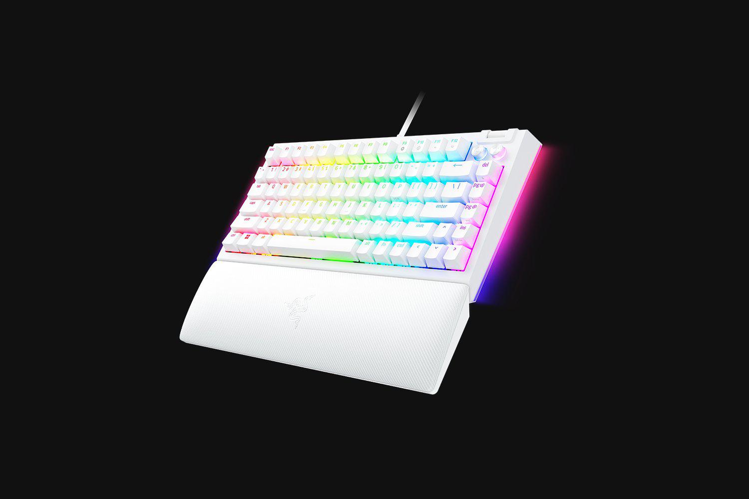 Tastatura mecanica gaming BlackWidow V4 75%, taste ABS, layout US, iluminare RGB, cu 6 butoane customizabile, suport pentru incheietura magnetic, alb