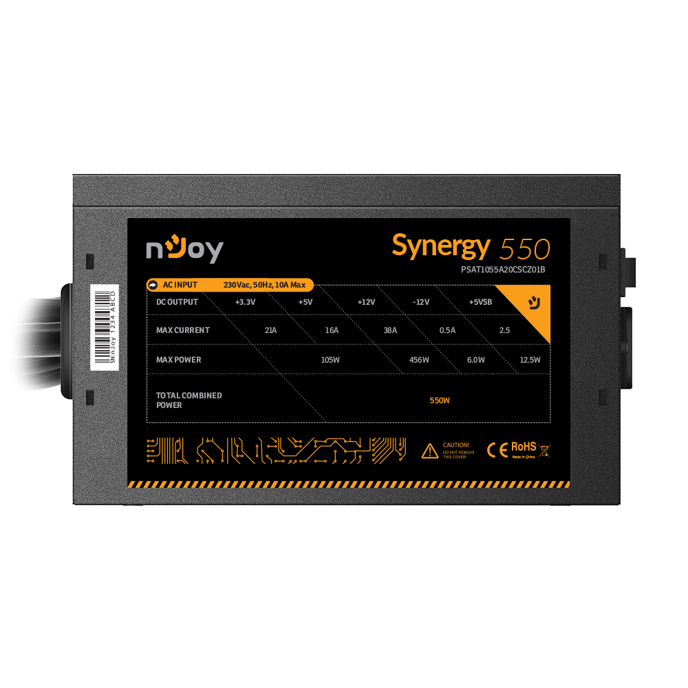 Sursa NJOY Synergy 550 bulk ATX, 550W, Eficienta 80+ 230V EU White, Active PFC, Protectii OVP / UVP / SCP / OPP