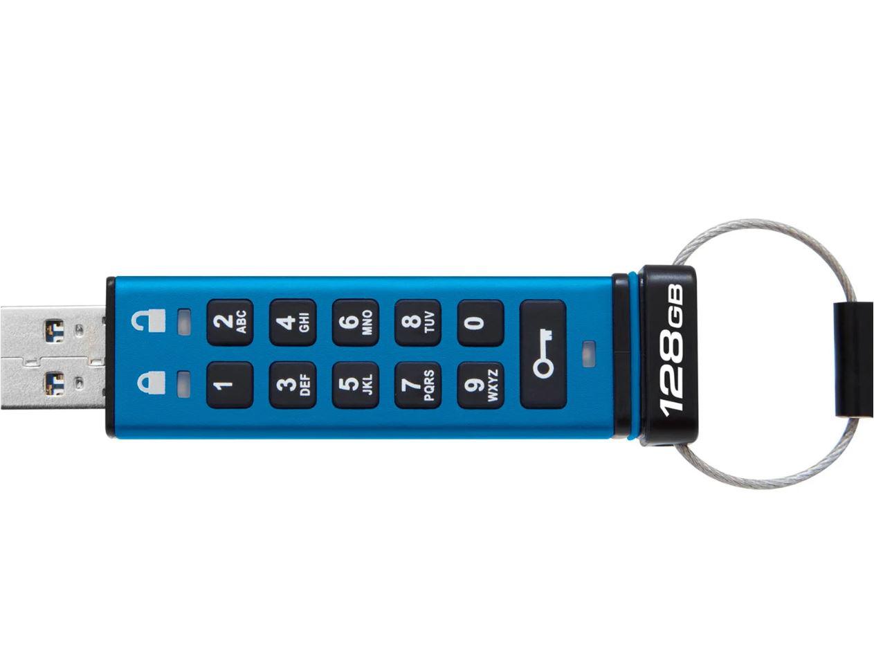 USB Flash Drive Kingston 128GB IronKey Keypad 200, USB 3.2 Gen1, FIPS140-3 Lvl 3 (Pending) AES-256 Encrypted