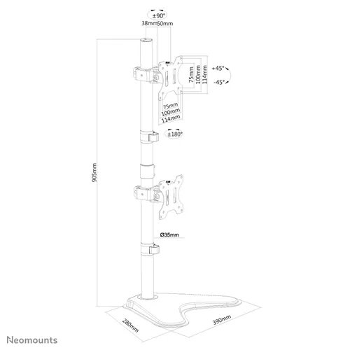 Suport Monitor de Birou Dual, Neomounts by Newstar FPMA-D550DDVBLACK, 10" - 32", VESA 100x100, suporta pana la 8kg, negru