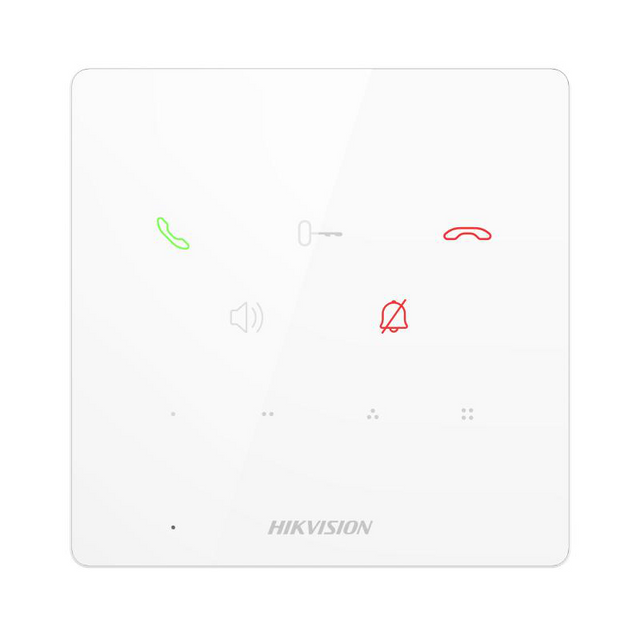 Post interior interfon audio Hikvision DS-KH6000-E1/WH, 9 butoane, microfon inclus, difuzor inclus, interfata: 1 RJ-45 100 Mbps, alimentare: IEEE802.3af, Standard PoE,12 VDC, temperatura de functionare: -10 °C to 50 °C