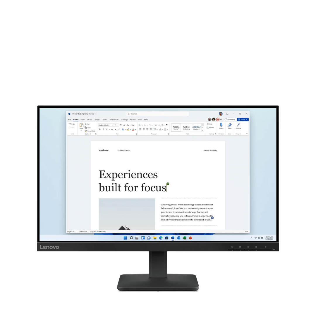 Monitor Consumer Lenovo L24-4e, 23.8", 1920 x 1080 pixeli, Black, 2 ani Garantie