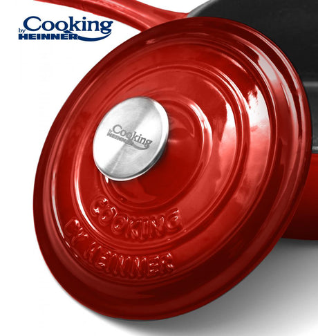 CASEROLA FONTA EMAILATA + CAPAC 19 X 9 CM, 1.8 L, RED LINE, COOKING BY HEINNER