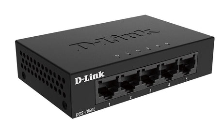 D-Link Switch DGS-105GL, 5 porturi Gigabit, Capacity 10Gbps, desktop, faramanagement, metal, negru, fara ventilator, D-Link Green.