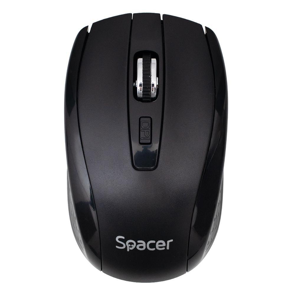 Mouse Spacer PC sau NB, wireless, 2.4GHz, optic, max.1600 dpi, butoane/scroll 4/1, rezolutie selectabila, buton ON/OFF, 2 baterii AAA incluse, negru,