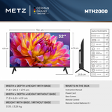 Televizor METZ LED 32MTH2000Z, 80 cm, HD, Clasa E (Model 2026)