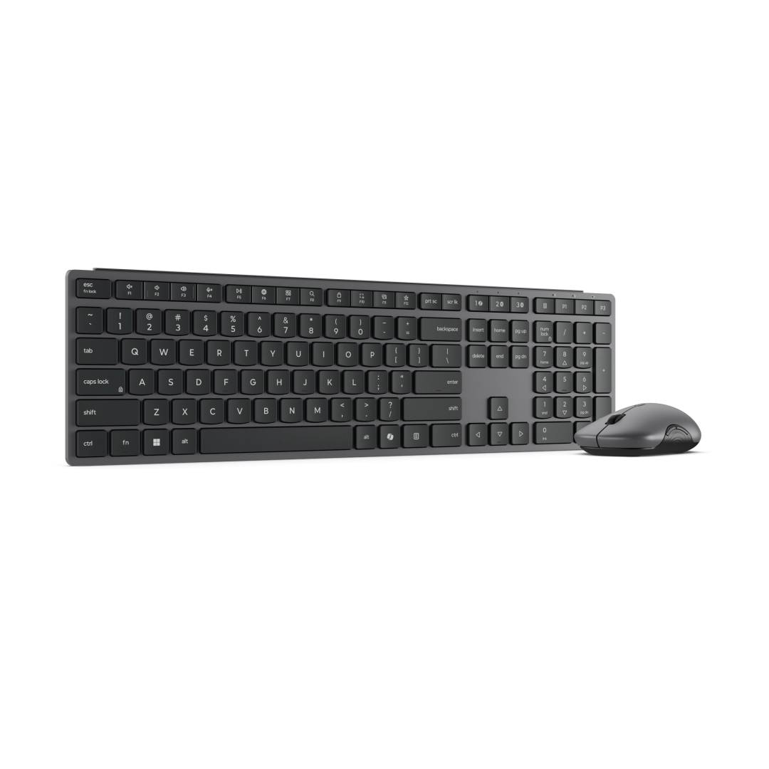 Kit wireless mouse & tastatura Lenovo 700 Modern Multi-Device Wireless Combo cu stand pentru teleofon; Mouse: pana la 4000DPI cu senzor: IR; numar de butoane: 8; conectivitate: receptor USB-A 2.4G si Bluetooth 5.4; layout tastatura: US; compatibil cu Windows 10, Windows 11; culoare: gri inchis (Luna