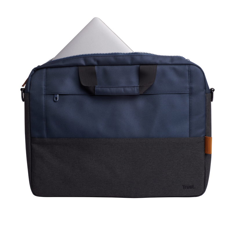 Geanta laptop Trust Lisboa, pentru laptopuri cu diagonala pana in 15.6",2 compartimente, material POM, RPET Polyester, RPET, volum 2.1 L, albastru